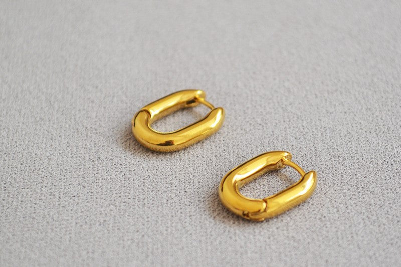 Orecchini ad anelle ovale ottone