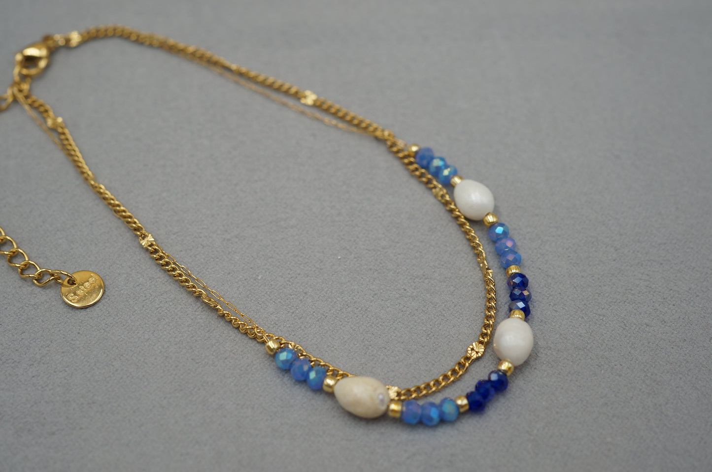 Cavigliera con perline e perla di fiume