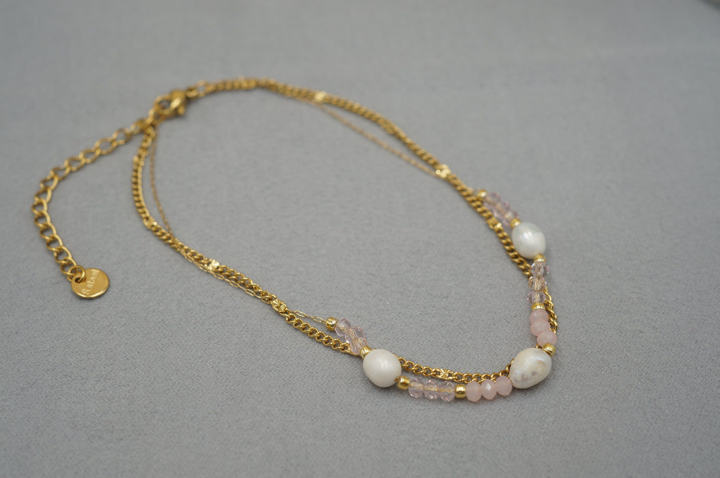 Cavigliera con perline e perla di fiume