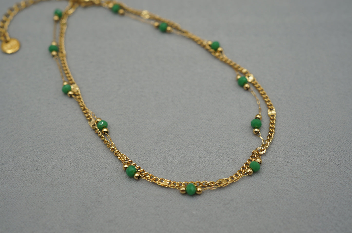 cavigliera a doppio filo con perline