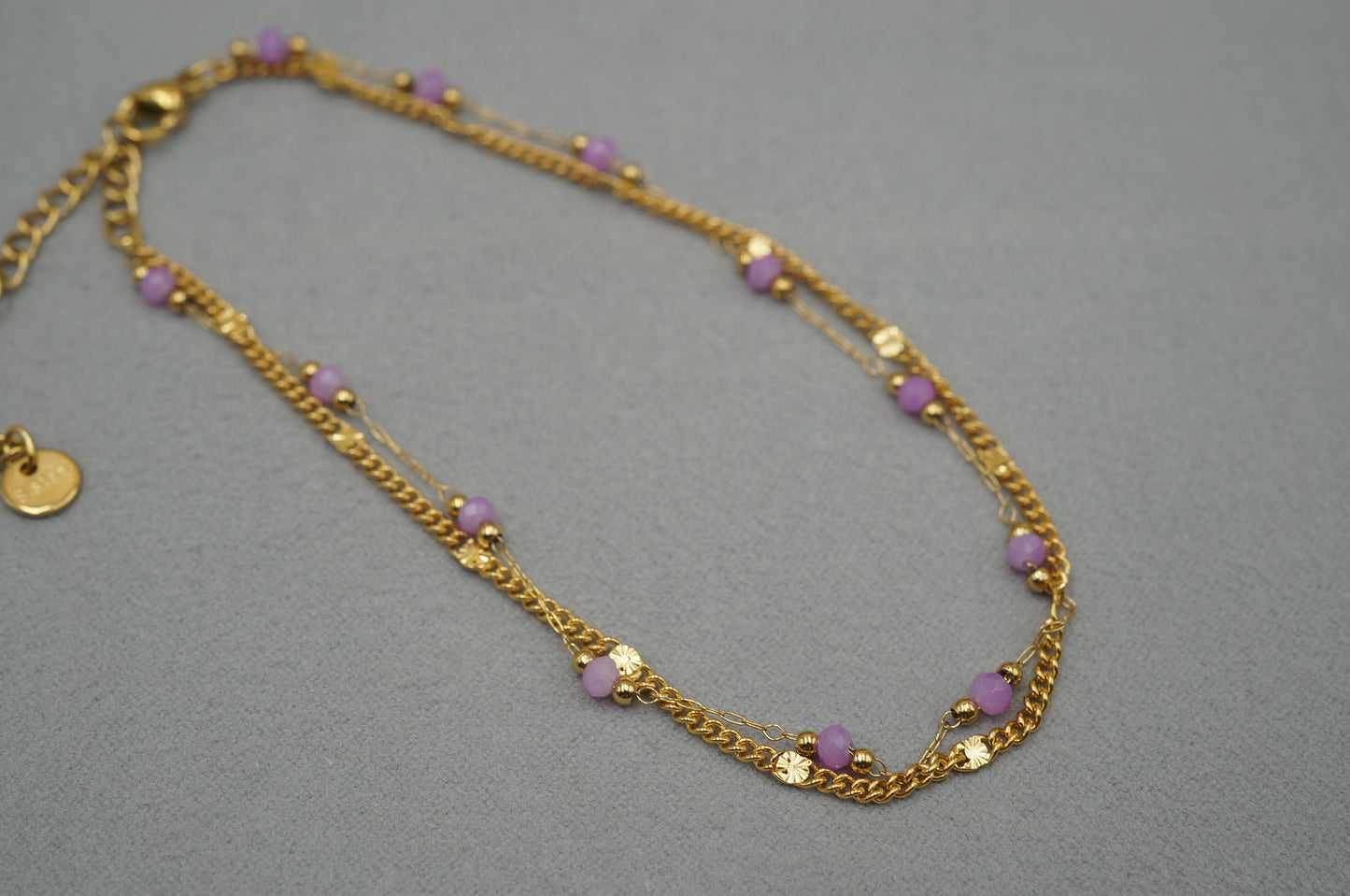 cavigliera a doppio filo con perline