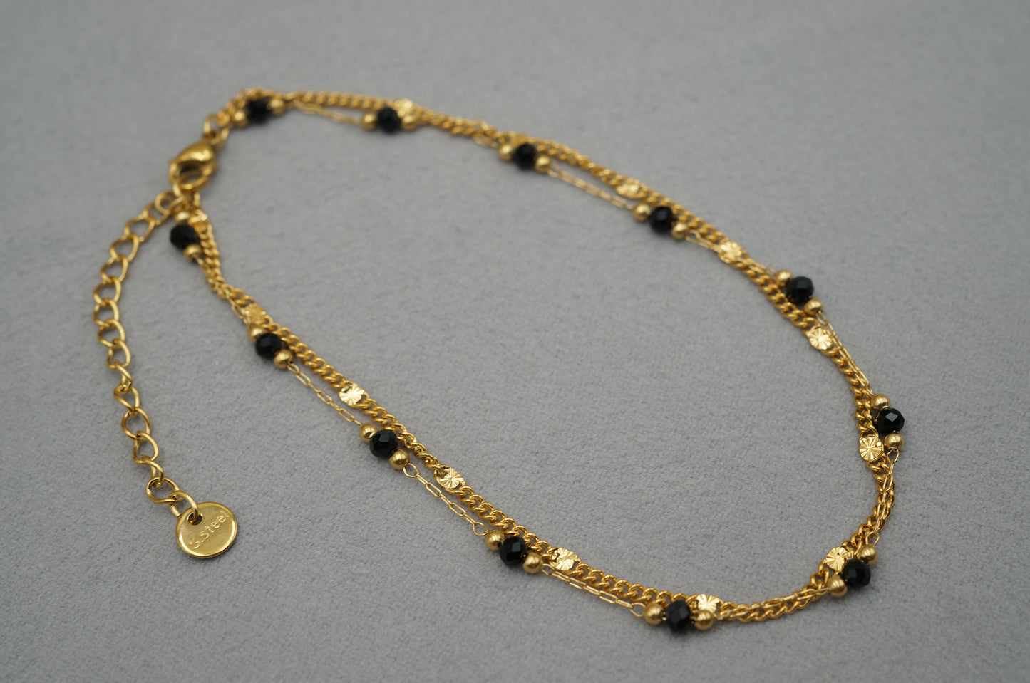 cavigliera a doppio filo con perline